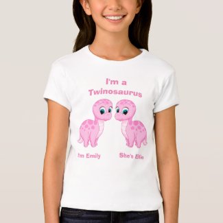 Cute Baby Dinosaur Twin Girls Personalized T-Shirt