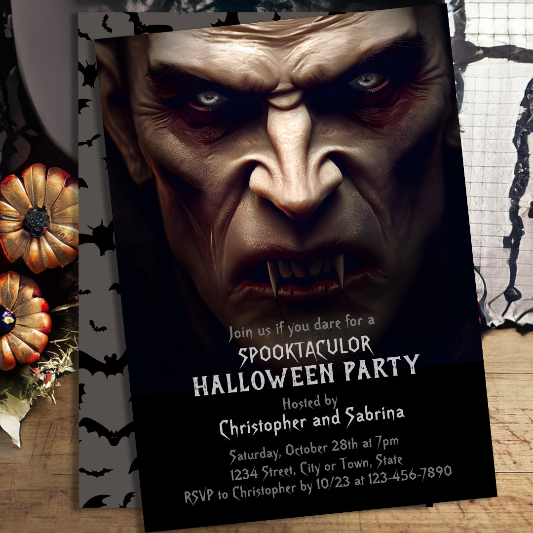 Spooky Dracula Halloween Party Invitation (Creator Uploaded)