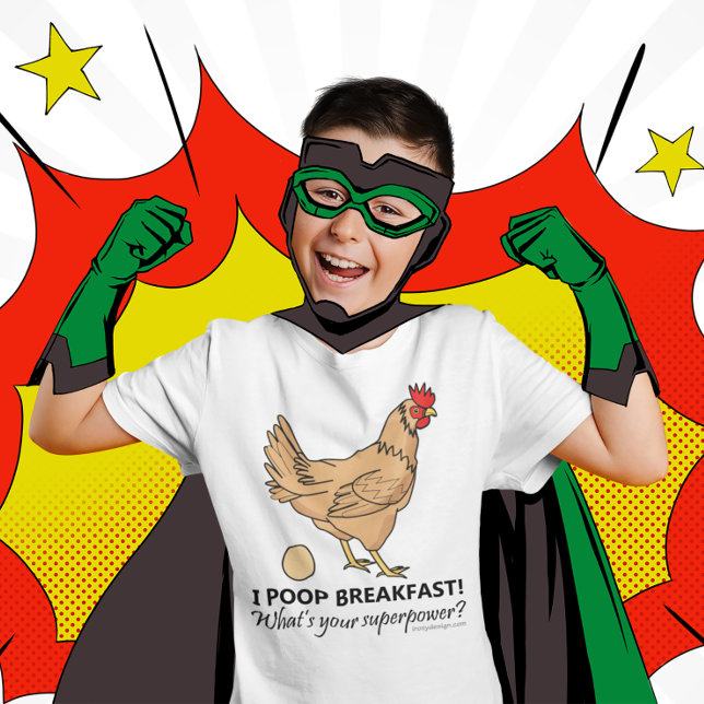 Chicken Poops Breakfast Funny Illustration T-Shirt
