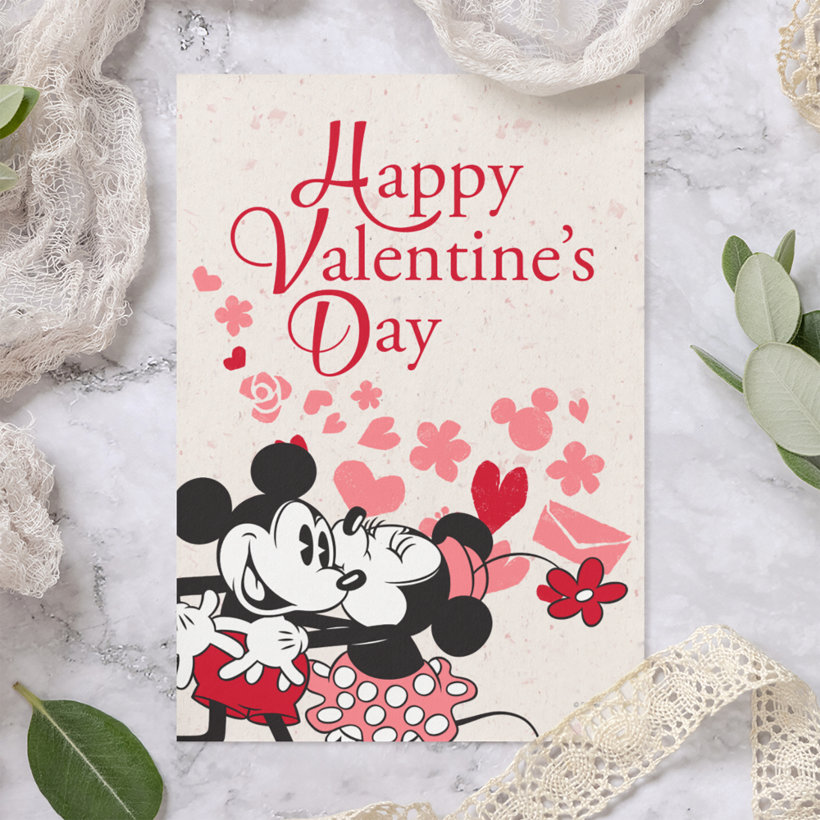 Mickey and Minnie Valentine Holiday Card