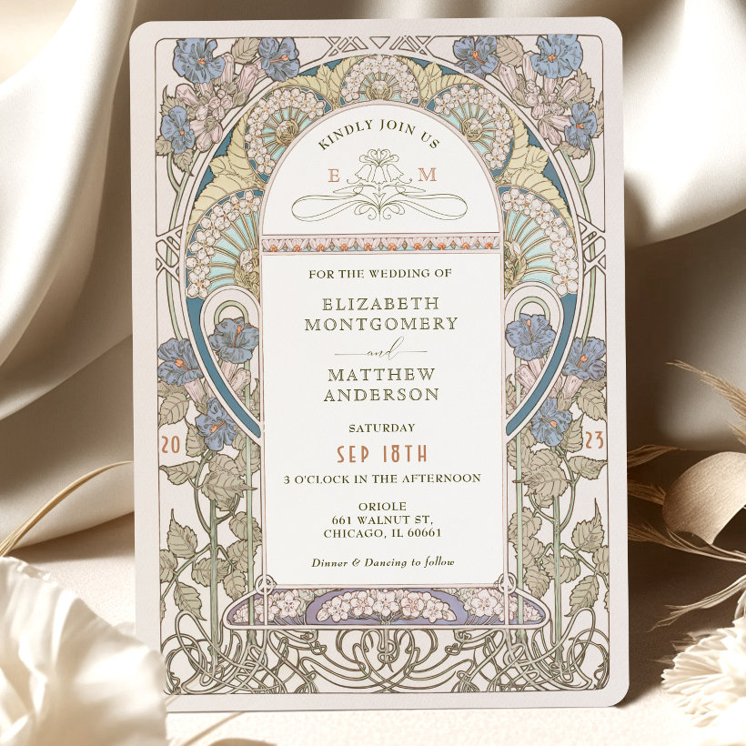 Poppy Wedding Invitations Art Nouveau by Mucha (Creator Uploaded)