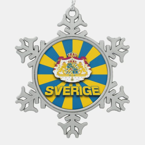 Sverige Coat of Arms Snowflake Pewter Christmas Ornament