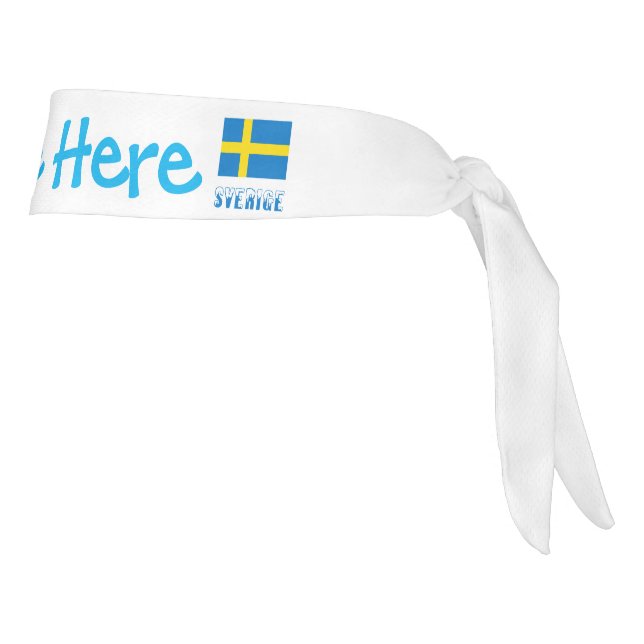 Sverige och Svensk Flagga med Blue Personalized  Tie Headband (Rotate 90)