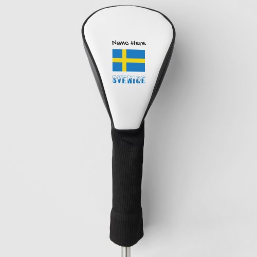 Sverige och Svensk Flagga med Ditt Namn Golf Head Cover