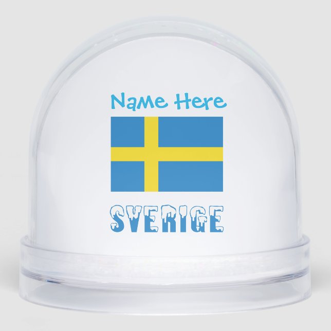 Sverige Svenska Flagga Blue Personalized  Snow Globe (Front)