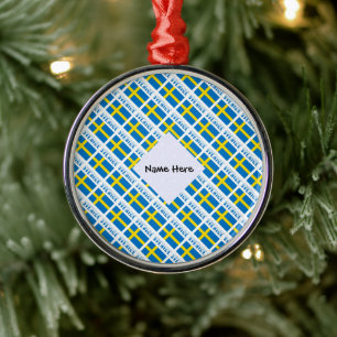 Sverige Svenska Flagge Tiled Black Personalization Metal Ornament