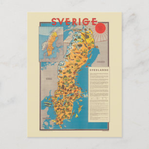 Sverige Sweden Vintage Poster 1931 Postcard
