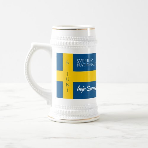 Sveriges Nationaldag Swedish National Day Flag Beer Stein