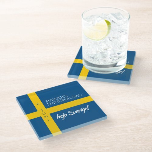 Sveriges Nationaldag Swedish National Day Flag Glass Coaster