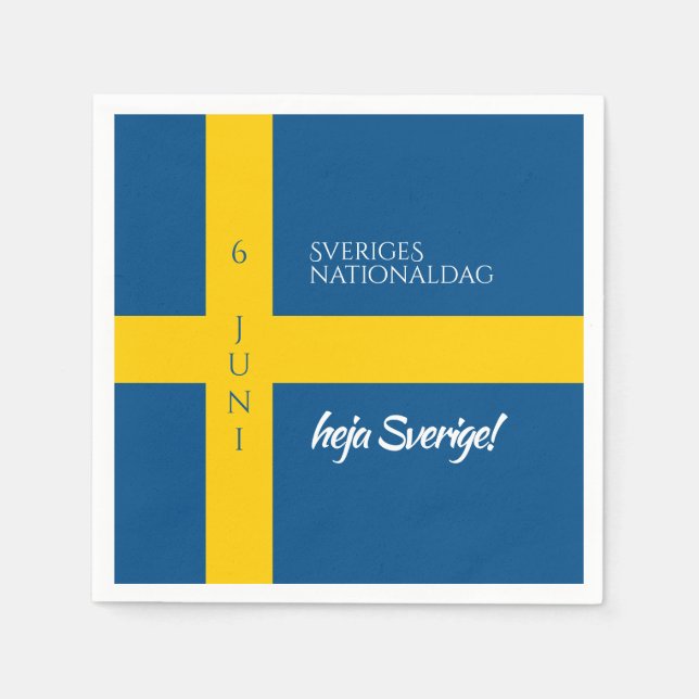 Sveriges Nationaldag Swedish National Day Flag Napkins (Front)