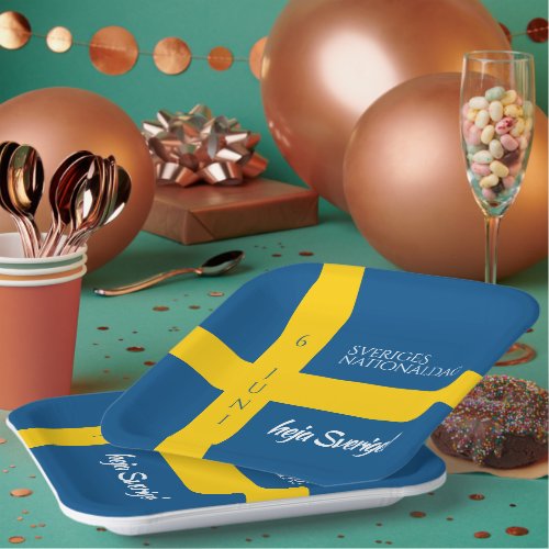 Sveriges Nationaldag Swedish National Day Flag Paper Plates