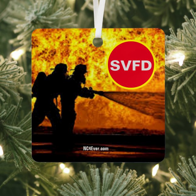 SVFD Flames Metal Ornament (Insitu)