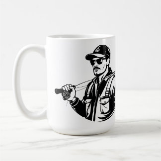 SVG Custom Bass Fisherman And Rod Coffee Mug