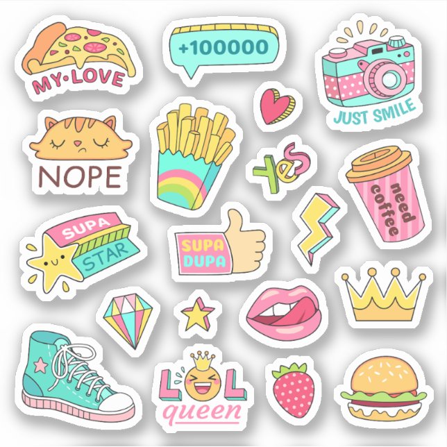 SVG Designs Bundle Random Doodle Stickers Sheet (Front)