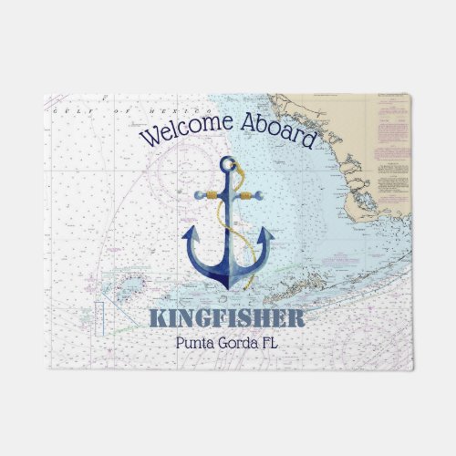 SW Florida Gulf Coast  Boat Name Welcome Aboard Doormat