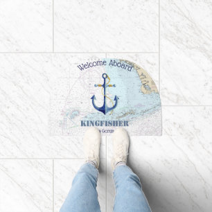 SW Florida Gulf of Mexico Boat Name Welcome Aboard Doormat