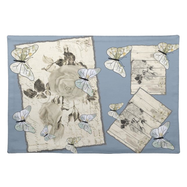SW Rose and butterflies Cloth Placemat (Front)
