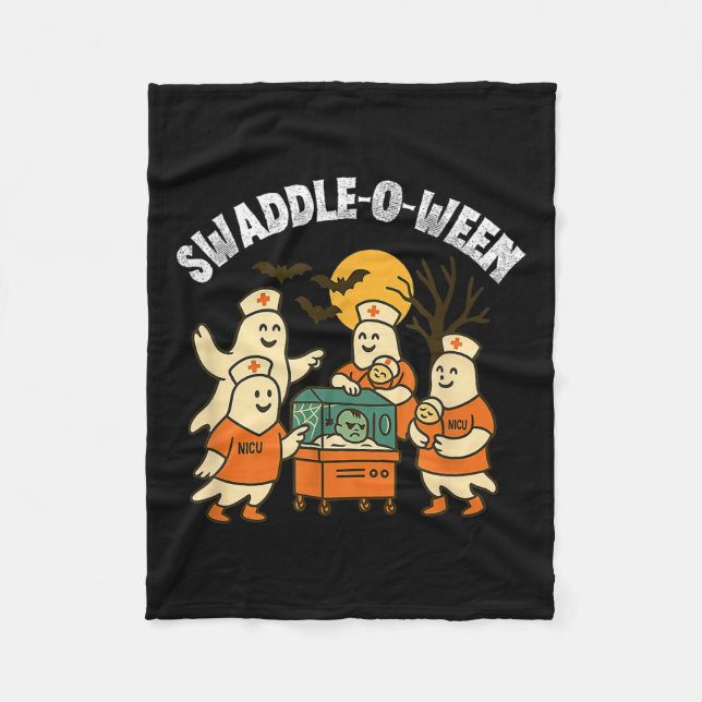 Swaddle-o-ween Nicu Nurse Halloween Neonatal Fall  Fleece Blanket (Front)