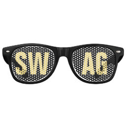 &#39;SWAG&#39; Black and Gold Party Retro Sunglasses