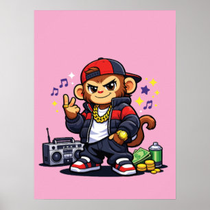 Swag Monkey Canvas - Urban Style Boombox Art Poster