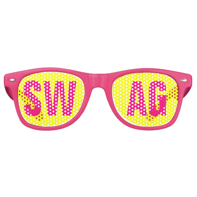 'SWAG' Neon Pink&Yellow Party Retro Sunglasses (Front)