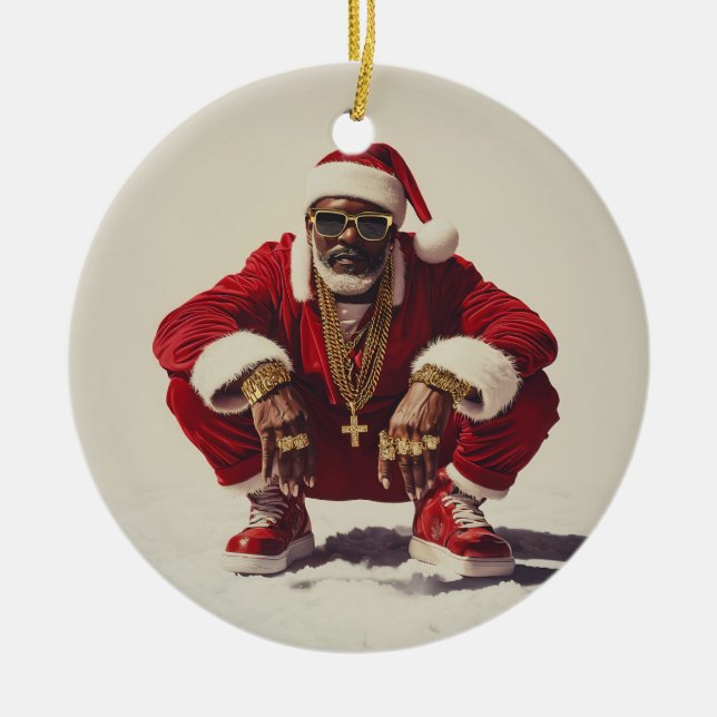 Swag Santa A Modern Take on the Holiday Icon Ceramic Ornament (Front)