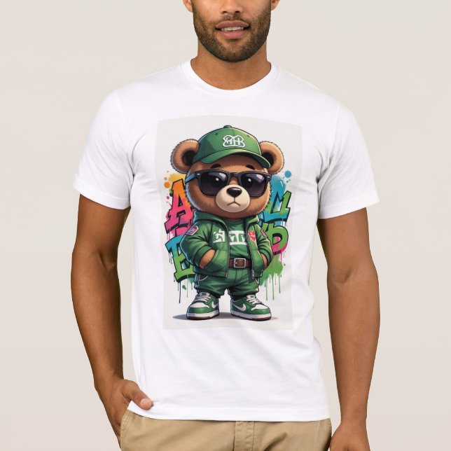 😎🧸 Swaggy Street-Style Teddy Bear T-Shirt (Front)
