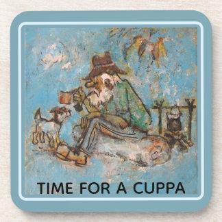 Swagman and his dog beverage coaster