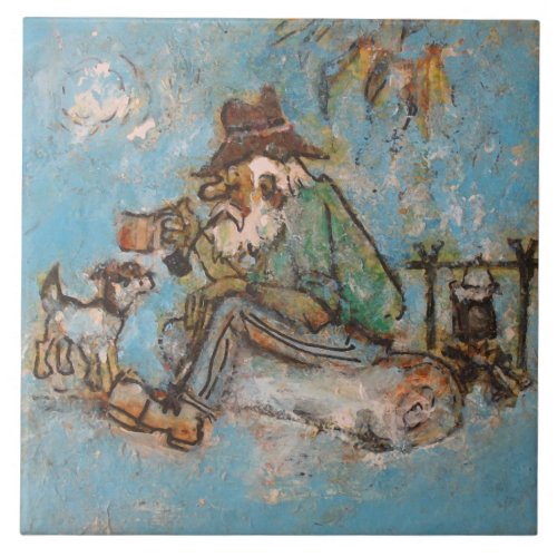 Swagman and his dog ceramic tile