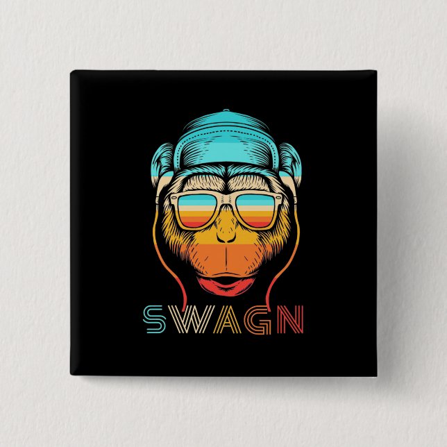 Swagn Retro Monkey Button (Front)