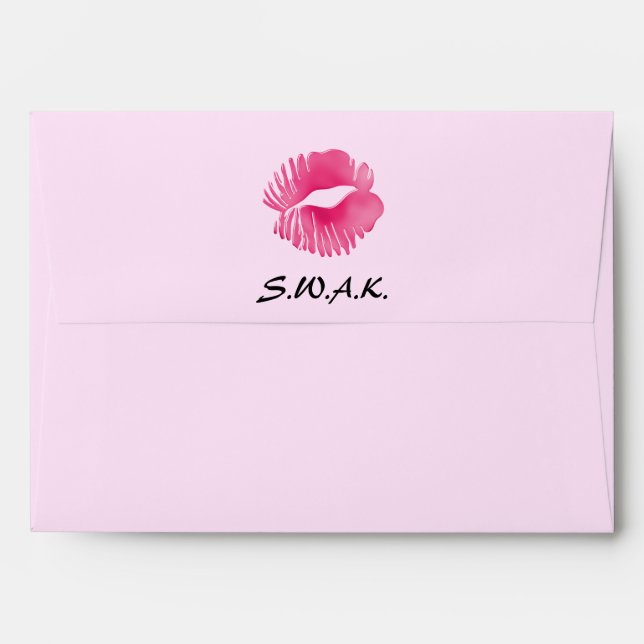 SWAK Sealed With a Kiss Hot Pink Lips Print Envelope (Back (Top Flap))
