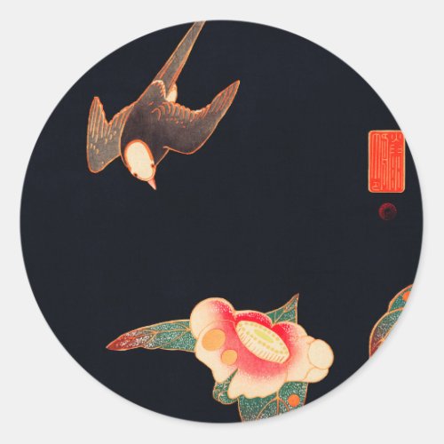 Swallow and Camellia 1900 by Ito Jakuchu Classic Round Sticker