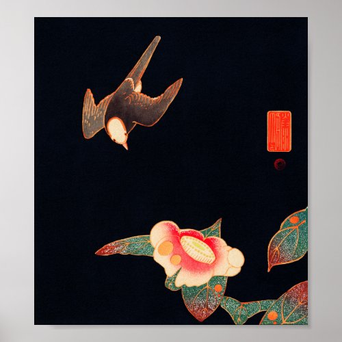Swallow and Camellia 1900 by Ito Jakuchu Poster