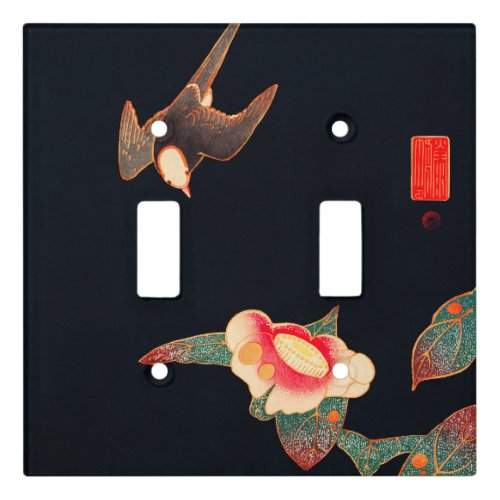 Swallow and Camellia Flower Vintage Bird Japanese  Light Switch Cover