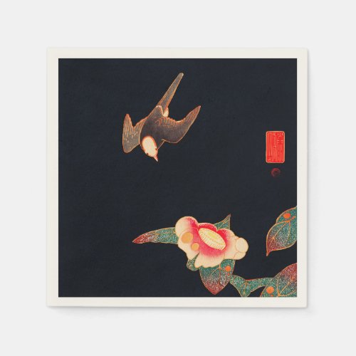 Swallow and Camellia Flower Vintage Bird Japanese  Napkins