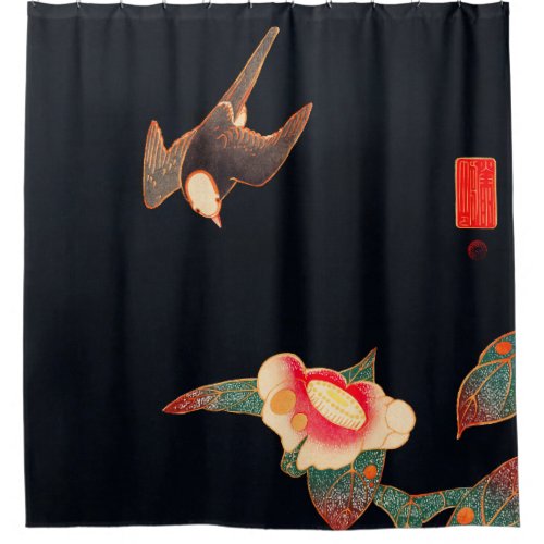 Swallow and Camellia Flower Vintage Bird Japanese  Shower Curtain