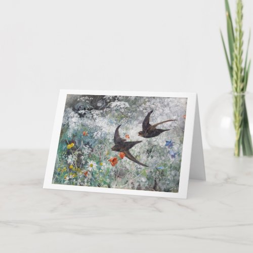 Swallow and Flower Field Bruno Liljefors Card