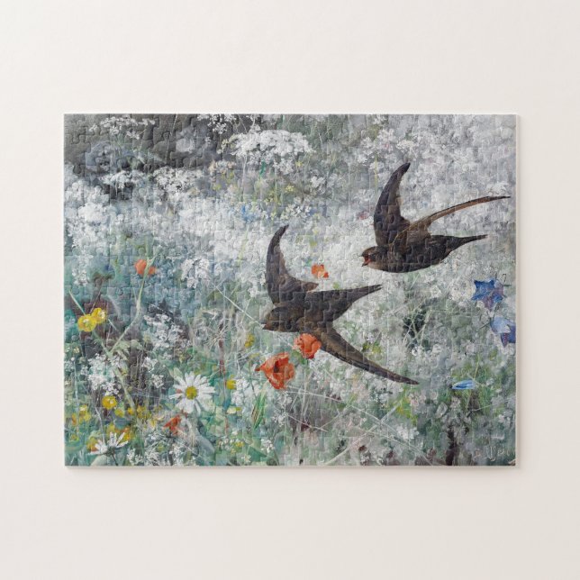 Swallow and Flower Field, Bruno Liljefors Jigsaw Puzzle (Horizontal)