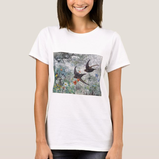 Swallow and Flower Field, Bruno Liljefors T-Shirt (Front)