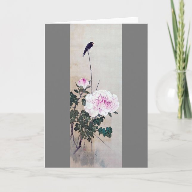 Swallow and Peony, Watanabe Seitei Card (Front)