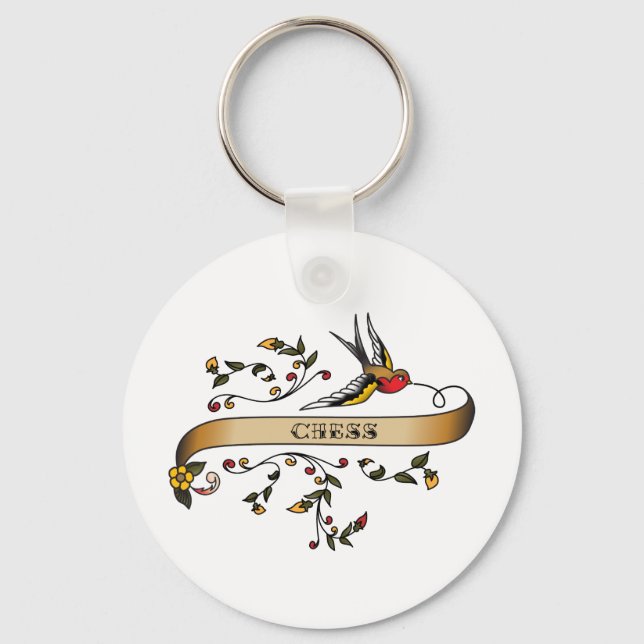 Swallow and Scroll with Chess Keychain (Front)