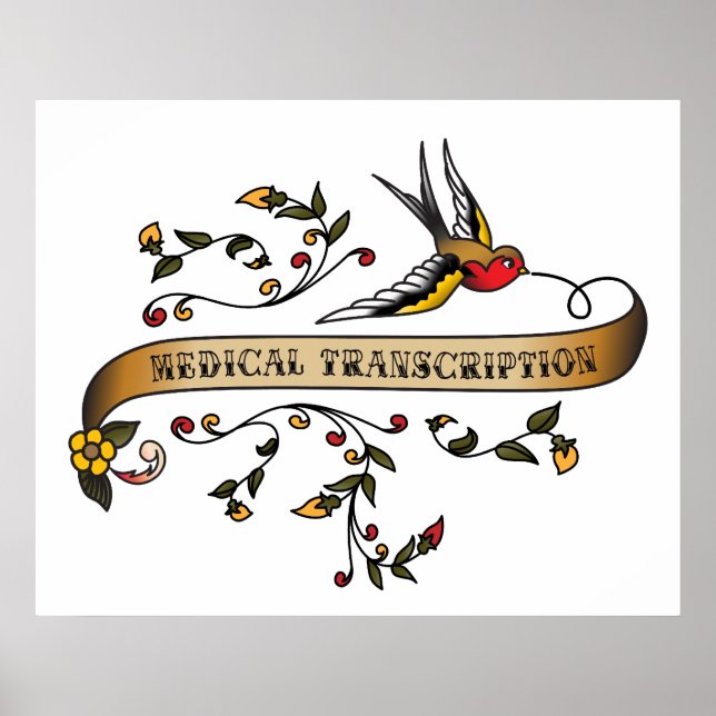 Swallow and Scroll with Medical Transcription Poster (Front)