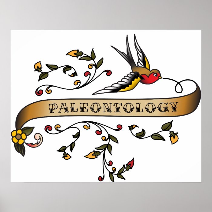 Swallow and Scroll with Paleontology Print