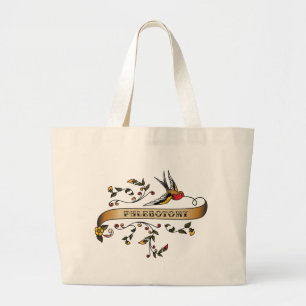 Swallow and Scroll with Phlebotomy Large Tote Bag