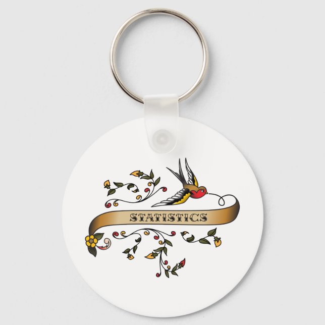 Swallow and Scroll with Statistics Keychain (Front)