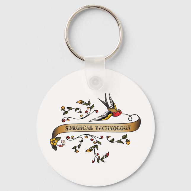 Swallow and Scroll with Surgical Technology Keychain (Front)