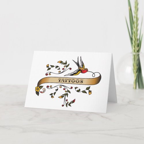 Swallow and Scroll with Tattoos Card