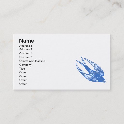 Customizable Swallow Bird Blue Business Cards