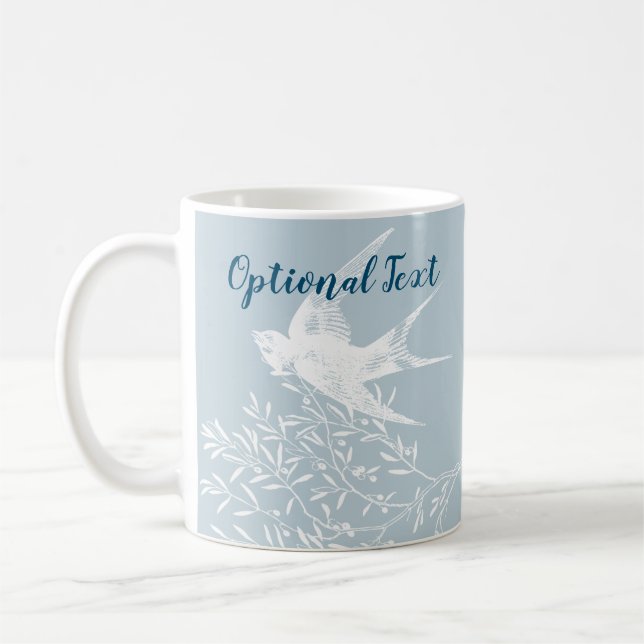 Swallow Bird Flying over Olive Branches Coffee Mug (Left)