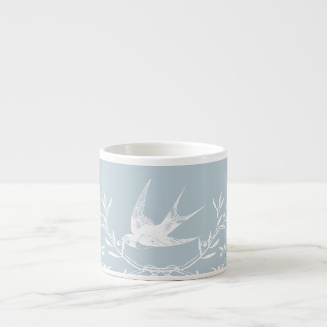 Swallow Bird Flying over Olive Branches Espresso Cup (Front)